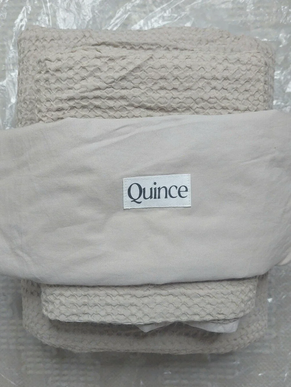 Quince 100% Organic Cotton Waffle Gray Duvet & 2 Shams! King/ Cal King(145)